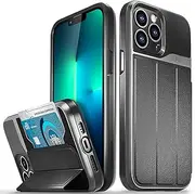 Vena Wallet Case Compatible with Apple iPhone 13 Pro Max (6.7"-inch), vCommute (Military Grade Drop Protection) Flip Leather Cover Card Slot Holder with Kickstand (Space Gray)