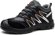 [Generic] Men's Safety Trainers Steel Toe Cap Puncture Proof Shoes Work Shoes Non-Slip Lightweight for Outdoor Hiking
