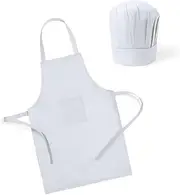 Childrens Apron & Chef Hat Non Woven 2 Piece One Size Available in White, Red and Blue