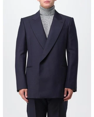 Mcqueen DoubleBreasted Notch Lapel Suit Jacket Men Black Blazers