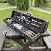 Set of skewers “Drop in a wooden case” in a wooden case | Set of forged barbecue