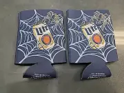 New - Set Of 2 Miller Lite Beer Can Coozie Koozie Huggie Halloween Spide Web
