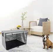 CiCixixi Dog Cage Cover, Dog Cage Cover, Dog Crate Cover, Windproof, Durable, Cover for Dog Kennels, Dog Accessories, for Indoor and Outdoor Use + Black Plastic Folding Tray