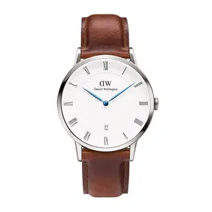 近全新 Daniel Wellington 絕版 DW 手錶 Dapper St Mawes 38mm 銀色 真皮 絕版