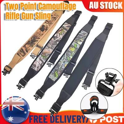 Two Point Camouflage Rifle Gun Sling With Swivels Non-slip Shoulder Pad Strap US