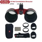 SKY ROVER 2x42 Red Constellation Binocular W/ 2 Eyepiece Covers 30°FOV Telescope