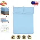 Comfortable Light Blue Short King RV Sheet Set - 4-Piece, Fits 10" Mattresses
