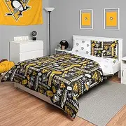 FOCO Pittsburgh Penguins NHL Team Color Bed in a Bag Comforter Bedding 5 Piece Set - Full