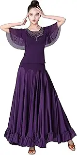[JEZISYMA] Women's Latin Ballroom Salsa Rumba Tango Practice Dance Top Dancing Shirt