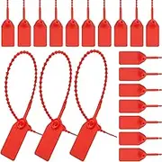 Cozy Core Plastic Tamper Proof Seals, 250mm Disposable Self-Locking Zip Ties for Fire Extinguishers, Pull Tite Security Tags (Red) (20 pack)