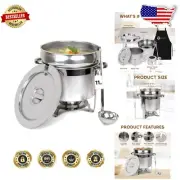 Elegant 11 QT Stainless Steel Soup Chafer with Ladle for Buffets & Events