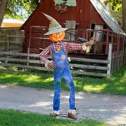 HALLOWEEN ANIMATED 6 FT WHIMSICAL SCARECROW RAVEN CROW PROP HORROR CEMETARY