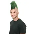 Adult Men 80s Punk Green Mohawk Mohican Wig Bald Heavy Metal Rock Wig, HM-322A