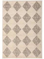 Seda Latte Beige Diamond Checker Pattern Rug