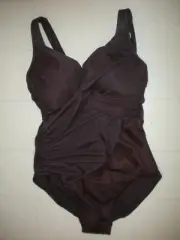 MIRACLESUIT Sumatra Brown Rock Solid Revele 1 PC Underwire Swimsuit Sz 14 NWT