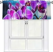 LHBWCVN Beautiful Orchid Valances for Windows, Rod Pocket Window Treatment Drapes Farmhouse Kitchen Curtains Short Blackout Window Curtains for Living Room Bedroom Decor 54x18 Inch