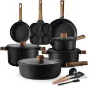 Nonstick Cookware Sets, 14PCS Pots and Pans Set Non Stick Black for Cooking Pans