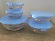 Vintage Complete Set Of Imperial Heat Resistant Bowls And Lids nesting New seale