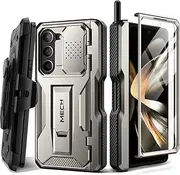 TONGATE for Galaxy Z Fold 5 Case, with New S Pen Holder & Screen Protector & Kickstand, Full-Body Rugged Hinge Protection Case with Belt-Clip & Camera Cover for Samsung Galaxy Z Fold 5 Case, Gray