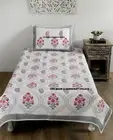 Indian Cotton Quilted Hand Block Print Blanket Floral Twin Bedding Coverlet Set