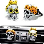 Car Fragrance Diffuser Car Air Fresher Clips Car Aromatherapy Vent Clips 2021 Creative Skull Car Air Outlet Freshener Perfume Clip Resin Car Decor Aroma Diffuser Decor（2-PCS）
