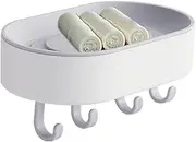 Vgvgaj Soap Dish for Shower | Draining Soap Dish Wall Mounted Shower Soap Holder with Hook - Shower Soap Dish, Kitchen Sink Sponge Holder for Family, Friends, Home