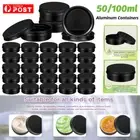 50 100ml Aluminum Empty Cosmetic Pot Lip Balm Wax Jar Tin Black Container 50/100