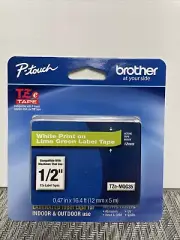 Brother p-touch TZe-MQG35 white print on green label tape