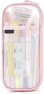 Clearly Visible Grid Pen Cases Organizer,1Pc Clearly Visible Grid Pen Cases Organizer, Clearly Visible Grid Pen Cases,Grid Mesh Pencil Case with Zipper,Grid Mesh Pencil Case Pencil Pouch,Pink