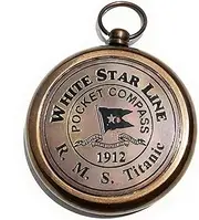 Brass Compass RMS Titanic 1912 Brass Pocket Gift Engraved Compass with Wooden Box, Unique Vintage Gift for All Occasion, Camping Compass, Boating Compass.