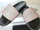 New Givenchy Logo Metallic Leather Rubber Pool Slides Sandals Eur 38/ US 8