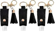 Portable Empty Travel Bottle Keychain Hand Sanitizer Bottle Holder 3 Pack 1oz / 30ml Small Squeeze Bottle Refillable Containers for Toiletry Shampoo Lotion Soap