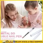 Double-Ended Nail Pen Poly Nail Gel Brush Picker Stainless Steel (White) *AU