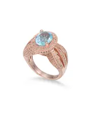 Suzy Levian Rosed Silver 5.18 ct. tw. Gemstone Statement Ring