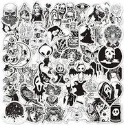 50 Pcs Black WhiteGothic Stickers for Hydro Flask Vinyl Waterproof Stickers for Laptop Skateboard,Water Bottles Computer Phone Cool Horror Punk Stickers