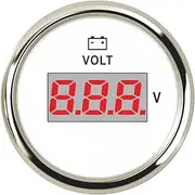 Digital Voltmeter Volt Gauge Meter 52mm Boat Voltage Meters Marine Car Truck Motorcycle Volt Indicator Red Backlight 12V 24V Voltmeter(White Silver)