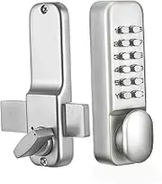 D DOLITY Keyless Mechanical Door Lock Code Combination Lock with Keypads Password Digital Lock Knob for Front Entrance Outdoor Home Bedroom, Silver
