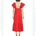 O.P.T Fallen Tiered Midi Dress A-Line In Raspberry Sz Small Wedding Vacation Red