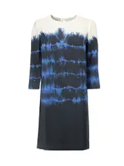 Blue Silk Tie Dye Print Dress