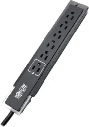 6 Outlet Surge Protector Power Strip, Black, 6Ft Cord, Tel/Fax/Modem Protection