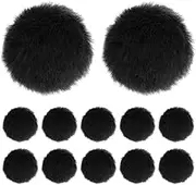 uxcell 12-Pack Faux Fur Pom Poms, 1.2 Inch/ 2.4 cm Soft Fluffy Pompoms Balls Faux Rabbit Fur with Elastic Loop for Hats/Bags/Keychains/Knitting Accessories/DIY Crafts [Black]