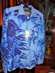Robert Graham Bondock Embroidered Blue Long Sleeve Shirt Size Large