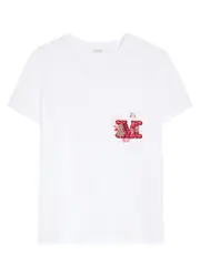 [Maxmara] Maxmara-T-Shirt In Jersey Con Taschino Ricamato-Donna S