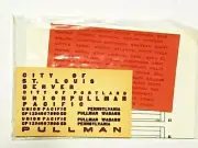 Walthers HO Scale Decals #934-80360 Pullman Passenger Cars