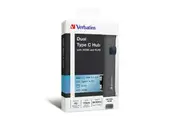 Verbatim Dual USB-C to HDMI RJ45 Ethernet USB 3.0 Hub Adapter For Laptop Grey