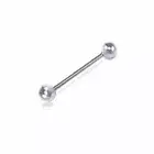14K White Gold Ball Barbell Tongue Ring 14g - Bar Nipple Eye Body Piercing