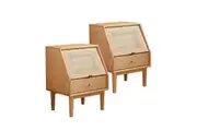 MIUZ 2x Bedside Tables Drawers Side Table Nightstand Storage Cabinet Solid Oak Timber