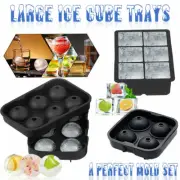 6 Large Ice Cube Tray Ball Maker Big Silicone Mold Sphere Whiskey Round Mould #T
