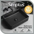 Simplus Bathroom Ceramic Basin Vanity Sink Rectangle Above Counter Top Bowl