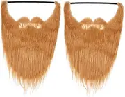2Pcs Fake Beard for Halloween Cosplay Realistic Simulation Mustaches Comfortable Party Supplies for Adults for Masquerade Costumes